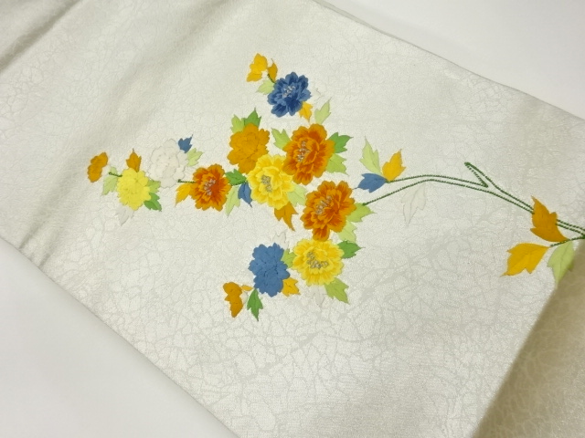 JAPANESE KIMONO / VINTAGE NAGOYA OBI / EMBROIDERY / FLOWERS
